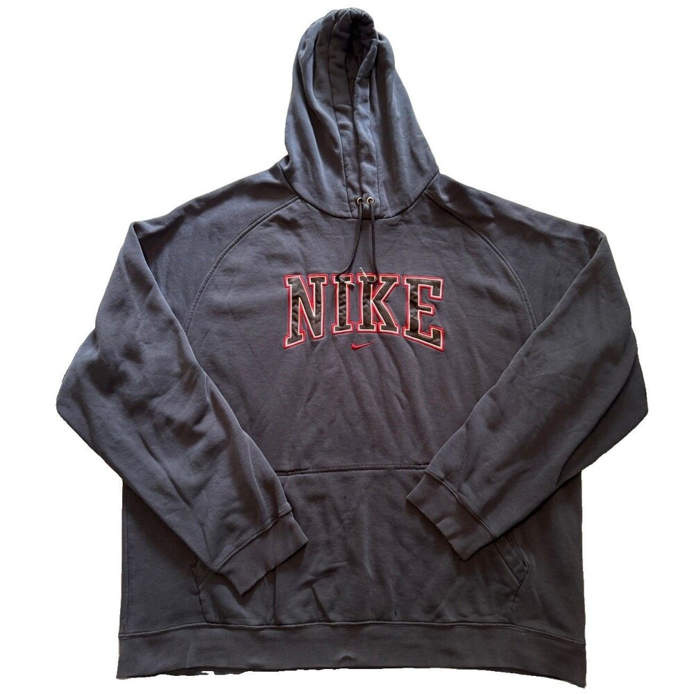 Nike Vintage Pullover Hoodie Mens XXL Faded Black Center Spellout Distressed